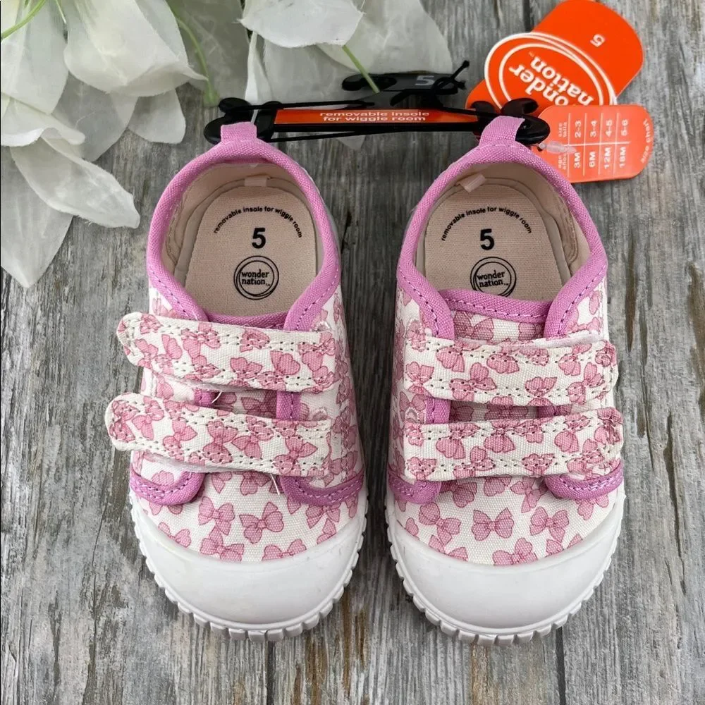 Baby Girls Two Strap Bump Toe Sneakers Shoes Size 5